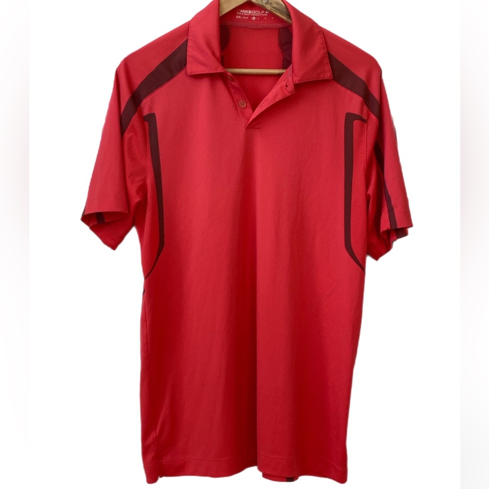 Nike Golf Dri Fit Men’s Med Polo Salmon Coral Mesh Side